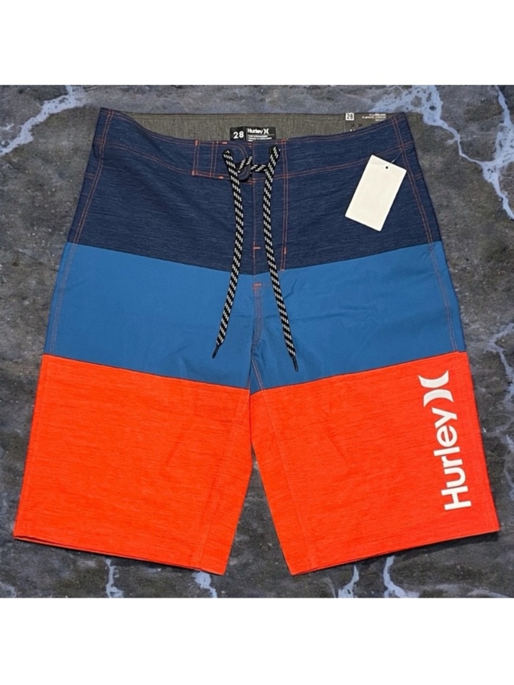 Hurley Men's Blue and Orange Board/Swim Shorts